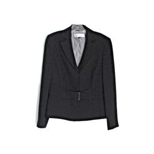 Tahari Arthus S Levine Blazer Jacket Black Belted Hidden Snap Close Size 8